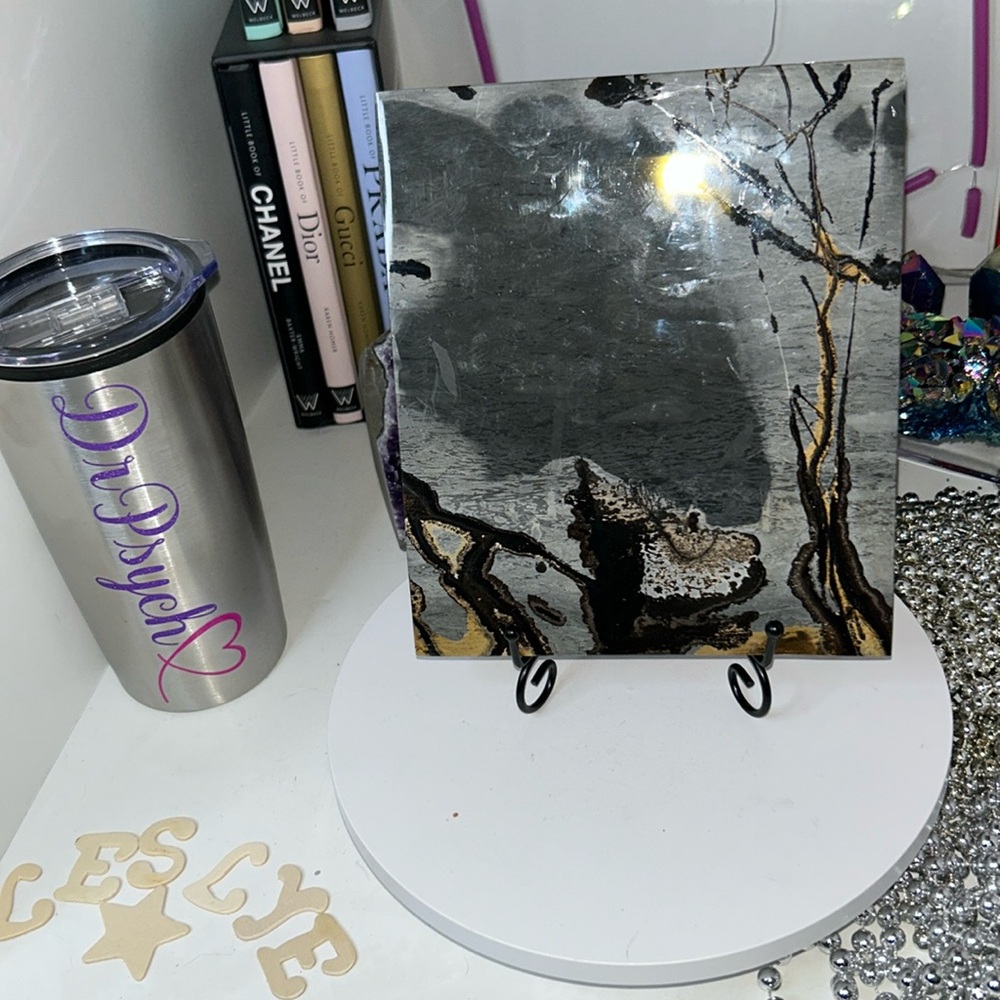 Grey Picture Jasper Slab - GRPJSLAB-002 with Stand